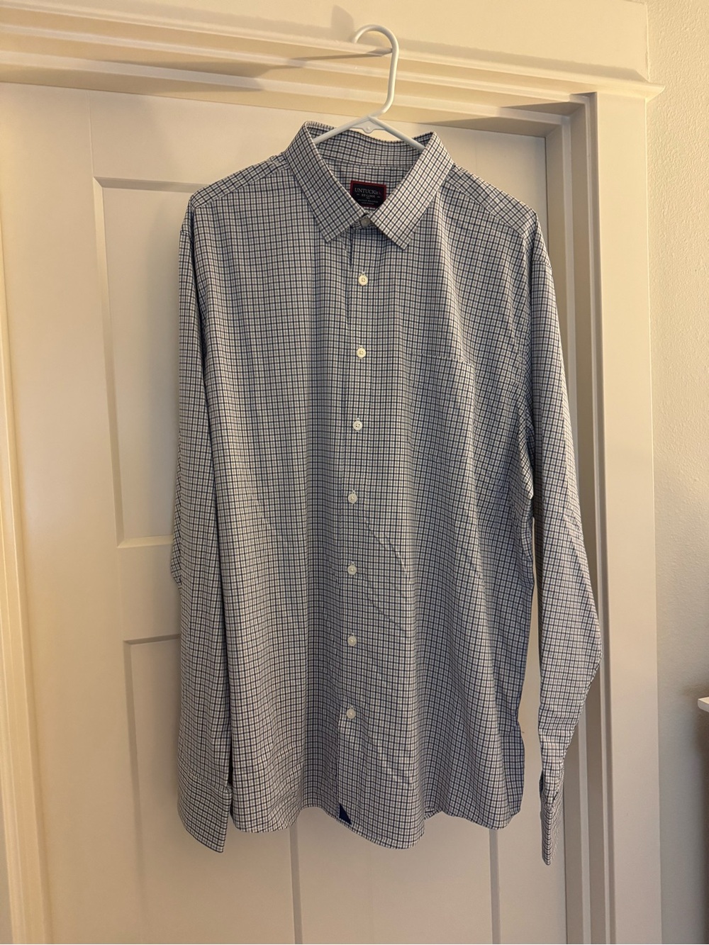 UNTUCKit Blue and White Checked Dress Shirt
